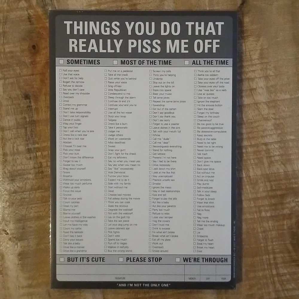 Knock Knock “Things You Do That Really Piss Me Off” Note Pad